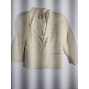 Vintage John Meyer Jacket Womens 12 Cream Color Wool Blend Lined Blazer